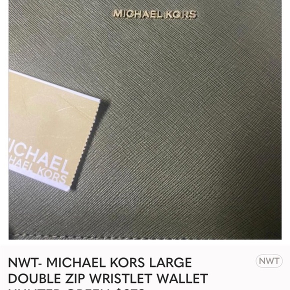 Michael Kors Olive Green Wristlet with Double Zip -NWT - Picture 1 of 5